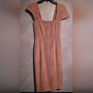 Peggy Jennings Blush Pink Satin Midi Dress Made in USA Cocktail